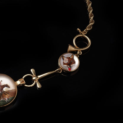 Antique 14 Carat Yellow Gold Essex Crystal Hunting Necklace