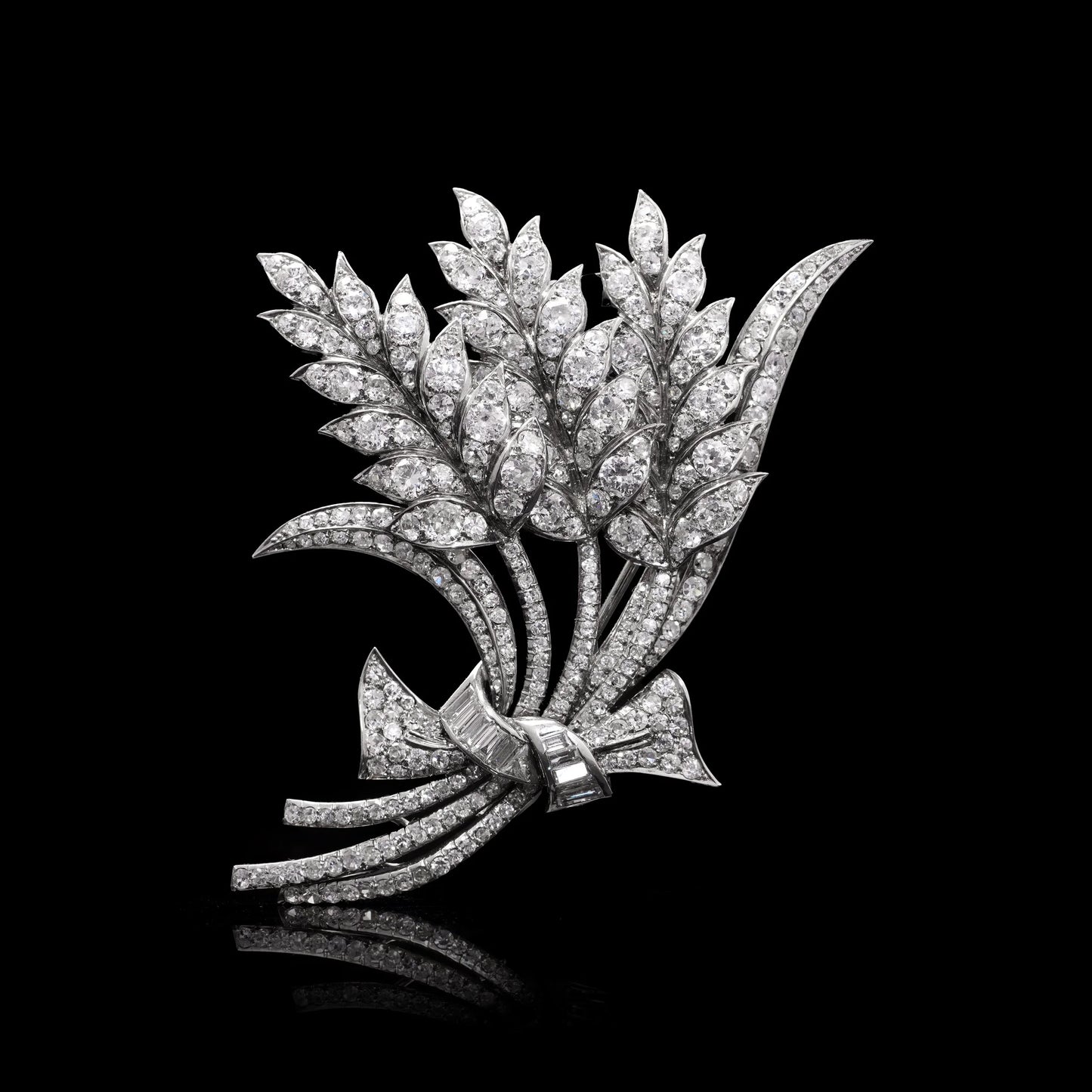 Art Deco 1920s Platinum Flower Bouquet Brooch With 6.00 carat diamonds