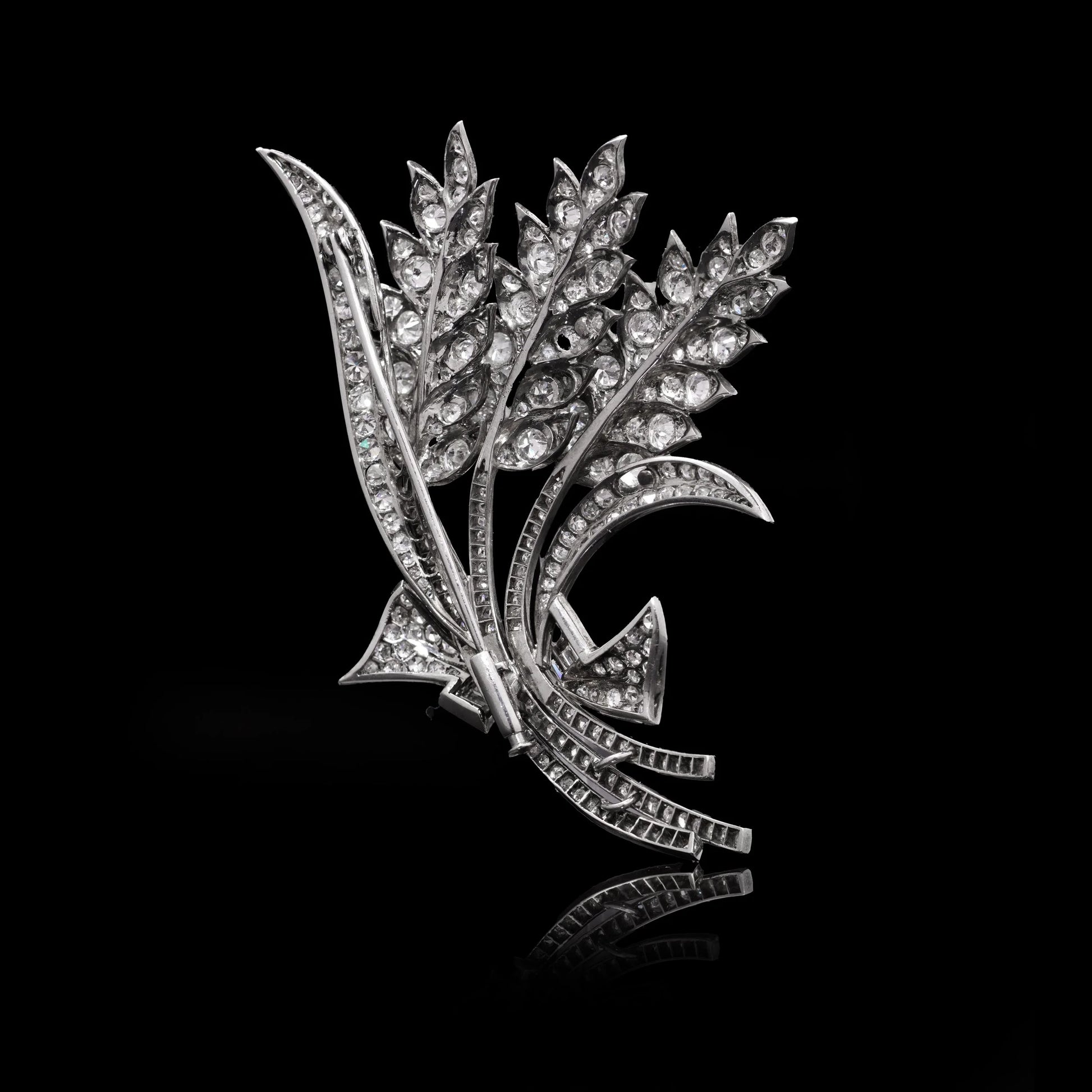 Art Deco 1920s Platinum Flower Bouquet Brooch With 6.00 carat diamonds