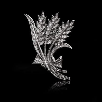 Art Deco 1920s Platinum Flower Bouquet Brooch With 6.00 carat diamonds