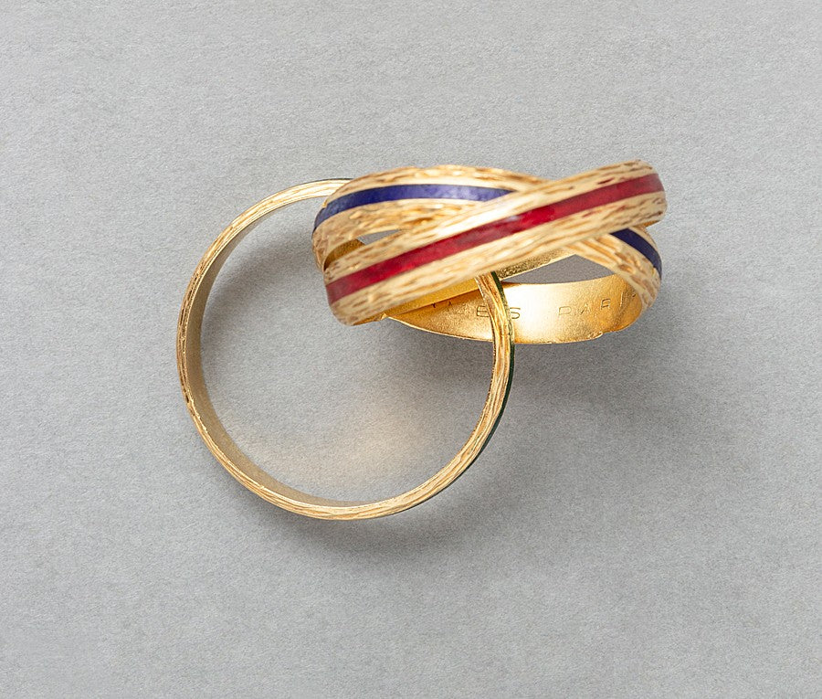 Hermès 18ct Gold Trinity Ring with Enamel