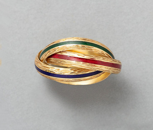 Hermès 18ct Gold Trinity Ring with Enamel
