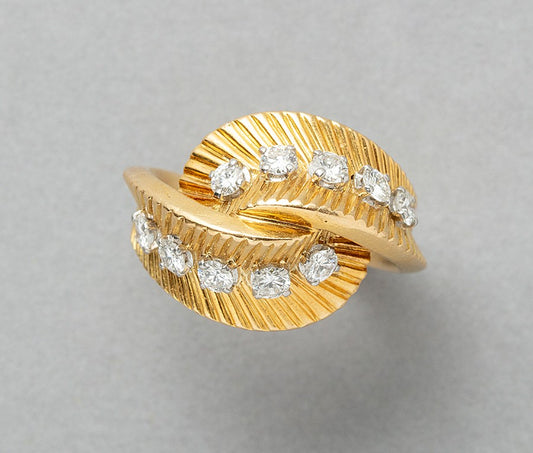 Vintage Van Cleef & Arpels 18ct Gold Ring with Diamond Yellow twist