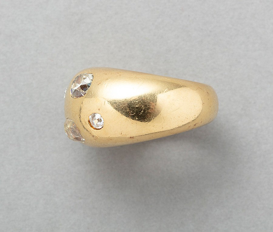 Vintage 18ct Gold Bombé Ring with Old Cut Diamonds