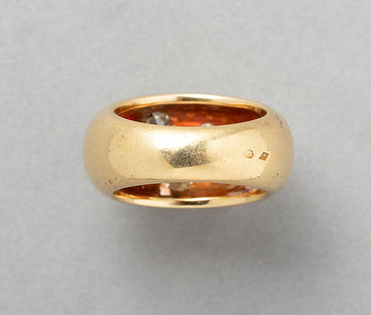 Vintage 18ct Gold Bombé Ring with Old Cut Diamonds