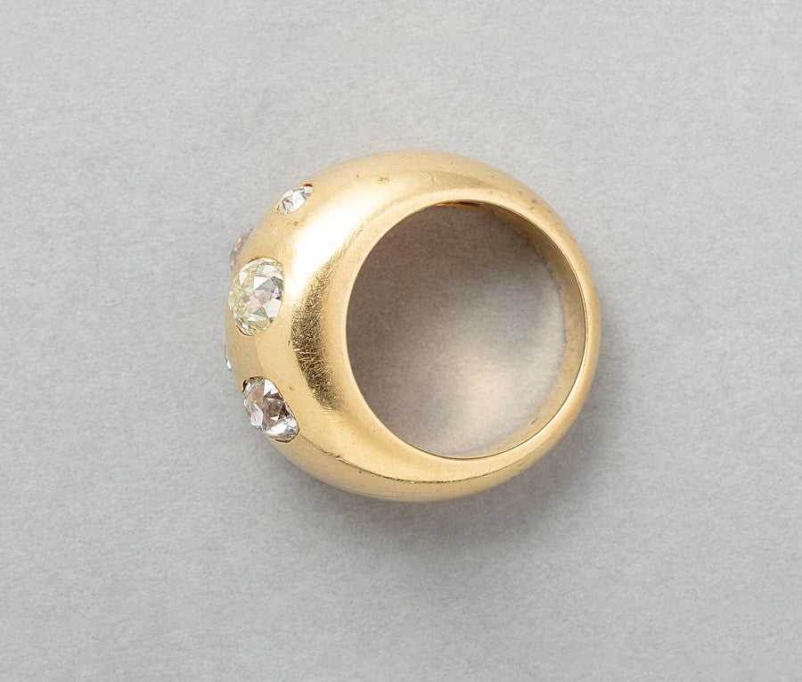 Vintage 18ct Gold Bombé Ring with Old Cut Diamonds