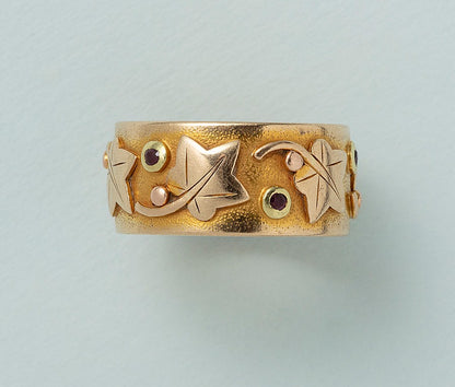 14ct Gold Ivy Band Ring with Rubies