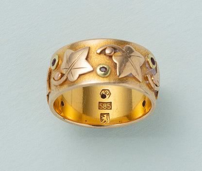 14ct Gold Ivy Band Ring with Rubies