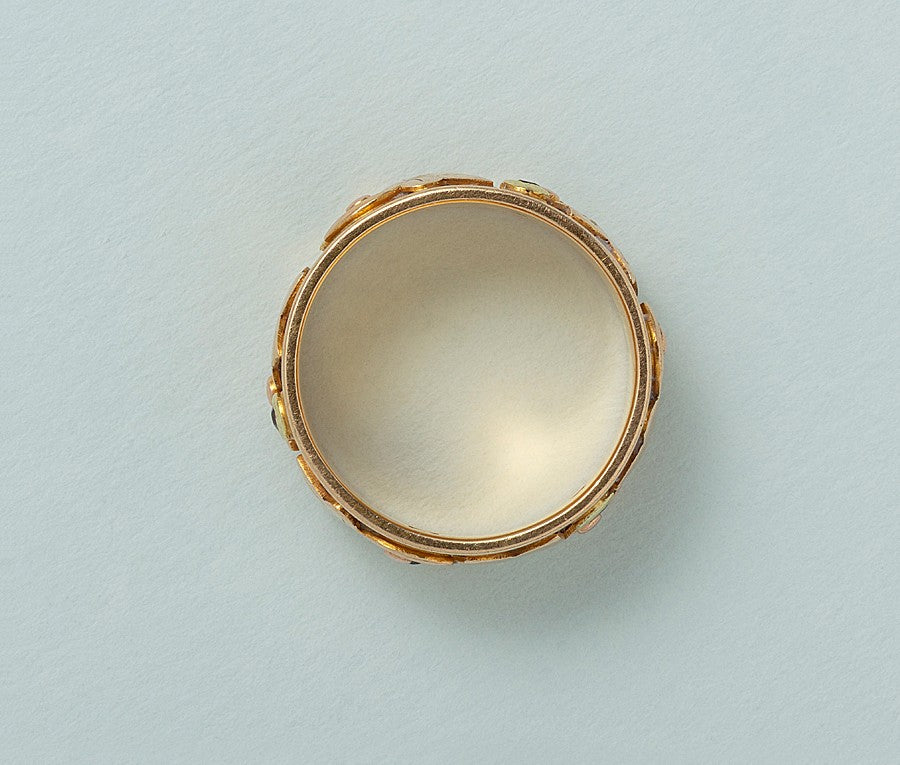 14ct Gold Ivy Band Ring with Rubies