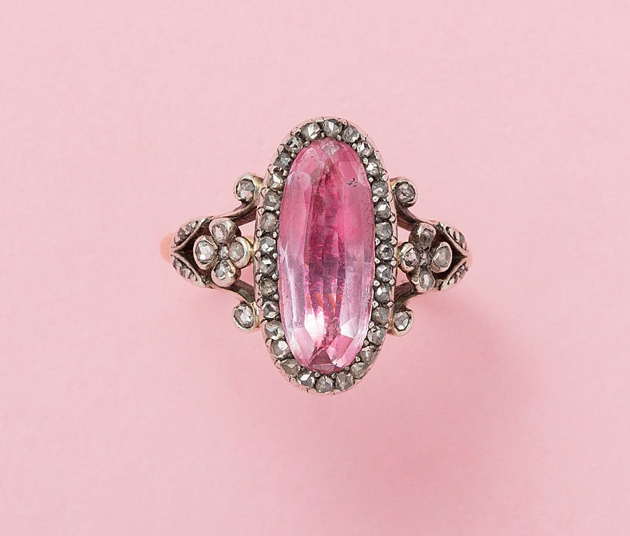 Antique Jules Cauvain 18ct Gold Topaz & Diamond Ring