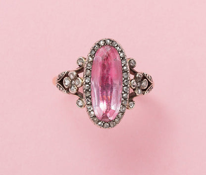 Antique Jules Cauvain 18ct Gold Topaz & Diamond Ring