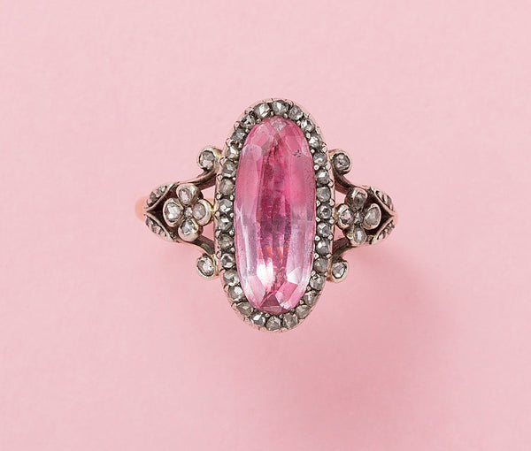 Antique Jules Cauvain 18ct Gold Topaz & Diamond Ring