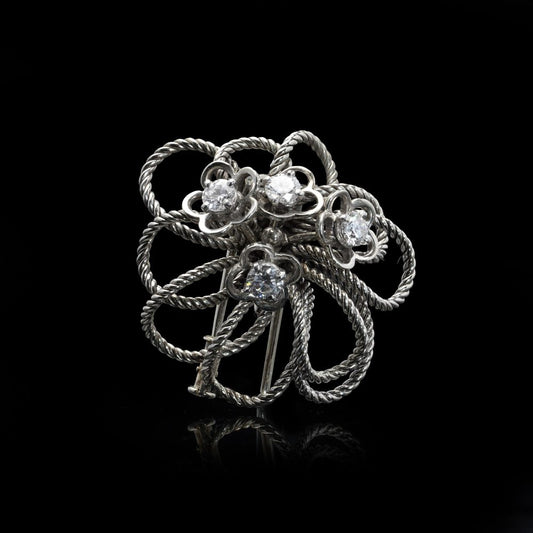 Boucheron Vintage 18 Carat White Gold Diamond Floral Brooch