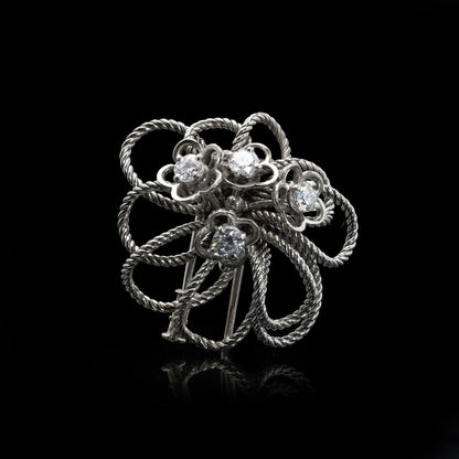 Vintage Boucheron Diamond Set 18ct White Gold Floral Brooch