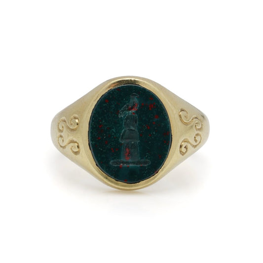18 Carat Yellow Gold Hematite Coat of Arms Signet Ring
