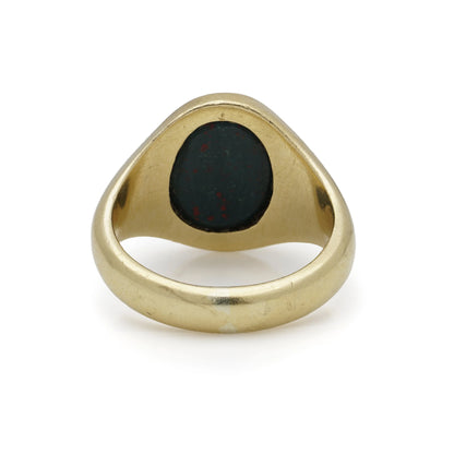 18kt Gold Bloodstone Coat of Arms Signet Ring