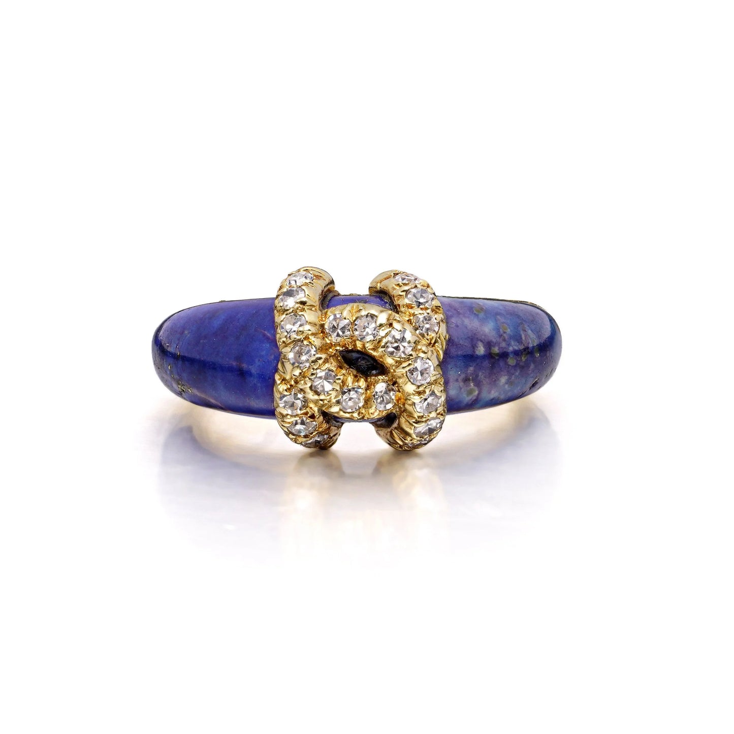 Vintage Cartier Lapis Lazuli Diamond 'Double C' Logo Ring