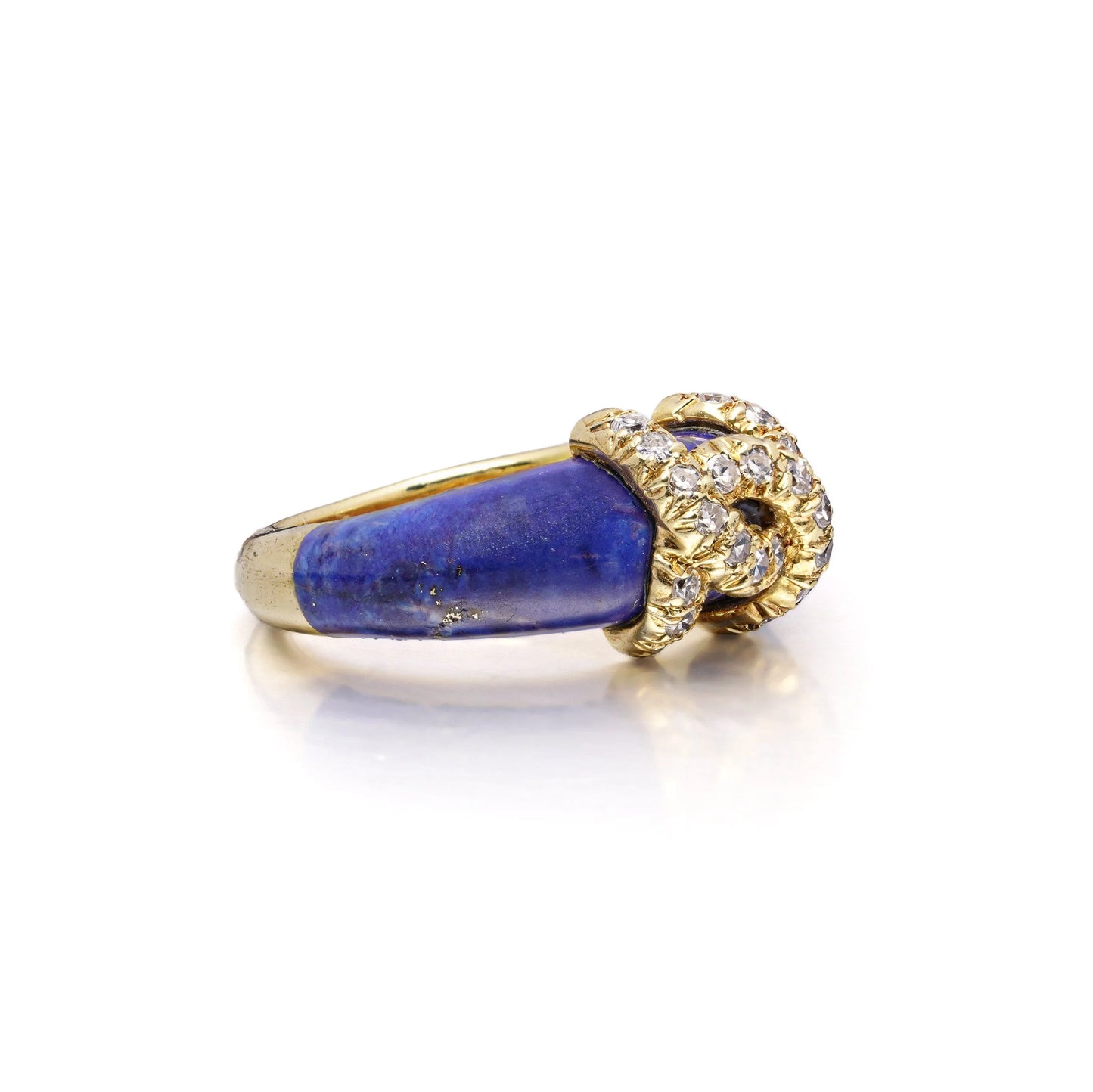 Vintage Cartier Lapis Lazuli Diamond 'Double C' Logo Ring