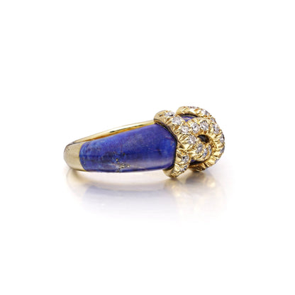 Vintage Cartier Lapis Lazuli Diamond 'Double C' Logo Ring