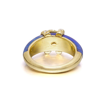 Vintage Cartier Lapis Lazuli Diamond 'Double C' Logo Ring