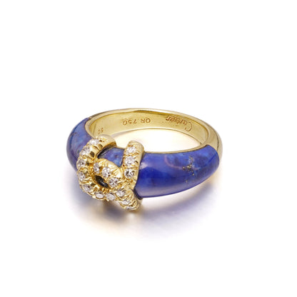 Vintage Cartier Lapis Lazuli Diamond 'Double C' Logo Ring