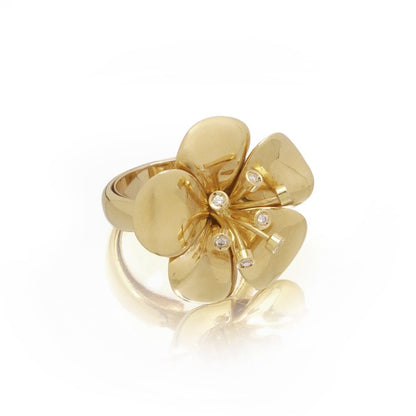 Catherine Prevost 18 Carat Yellow Gold And Diamond Flower Ring