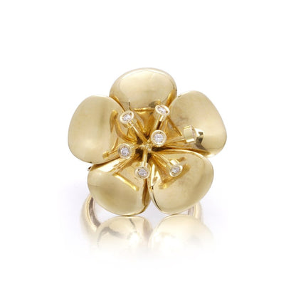 Catherine Prevost 18 Carat Yellow Gold And Diamond Flower Ring