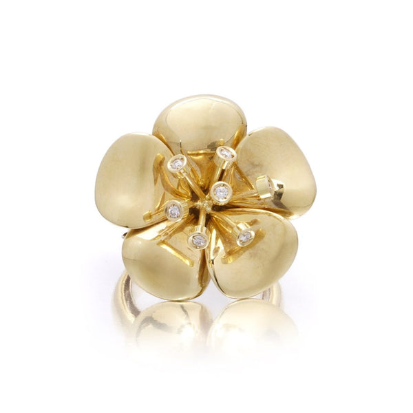 Catherine Prevost 18 Carat Yellow Gold And Diamond Flower Ring