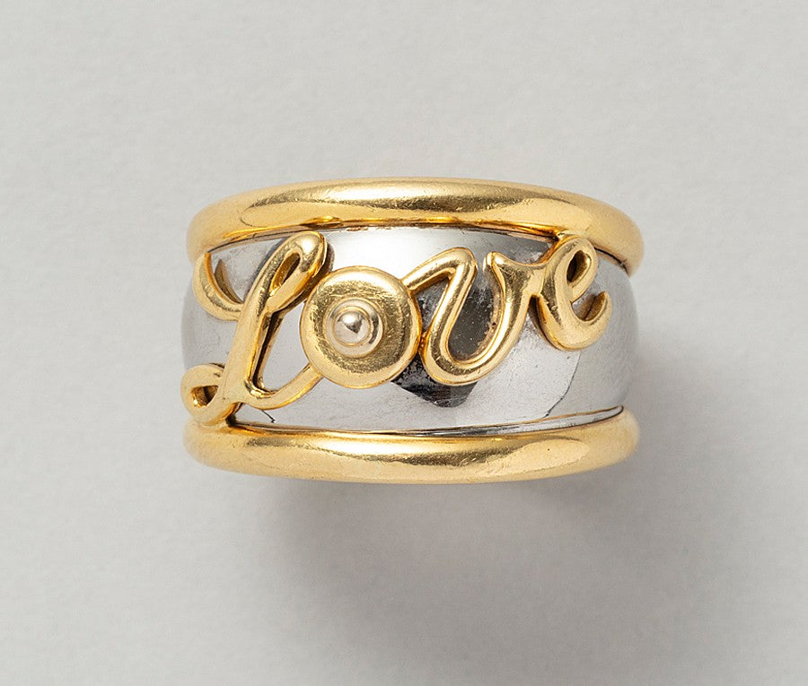 Pery & Fils 18ct Gold & Steel LOVE Ring