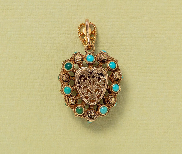 Georgian Heart Shaped Vinaigrette Gold Pendant