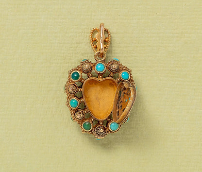Georgian Heart Shaped Vinaigrette Gold Pendant