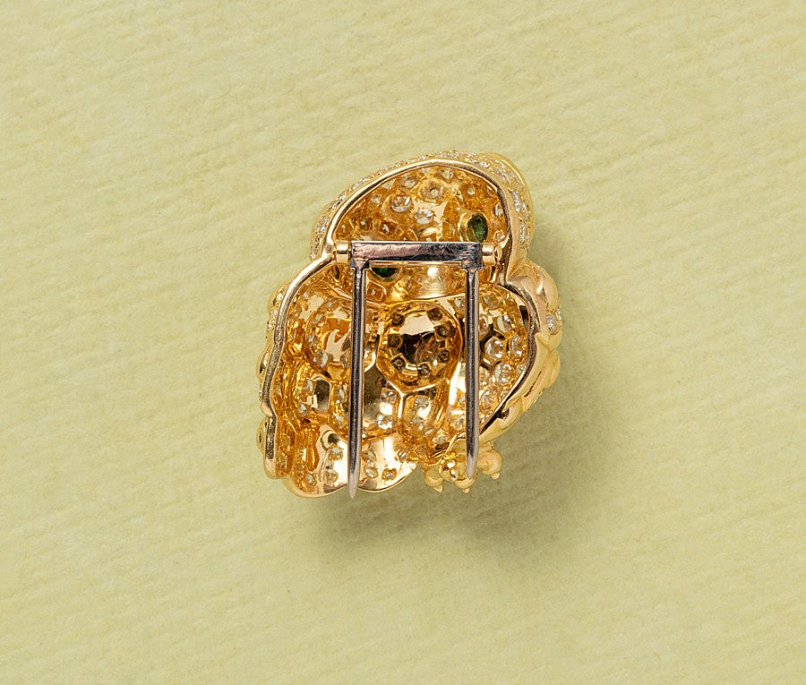 18ct Gold Owl Brooch with Diamonds