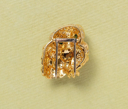 18ct Gold Owl Brooch with Diamonds