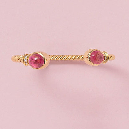 Vintage Bvlgari Gold Bangle Bracelet with Tourmaline and Diamonds