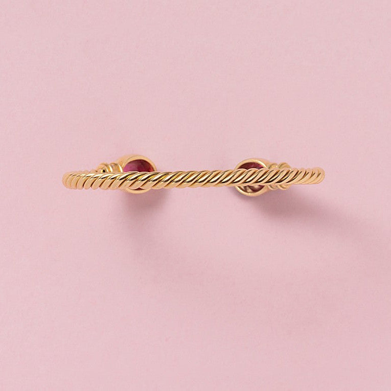 Vintage Bvlgari Gold Bangle Bracelet with Tourmaline and Diamonds