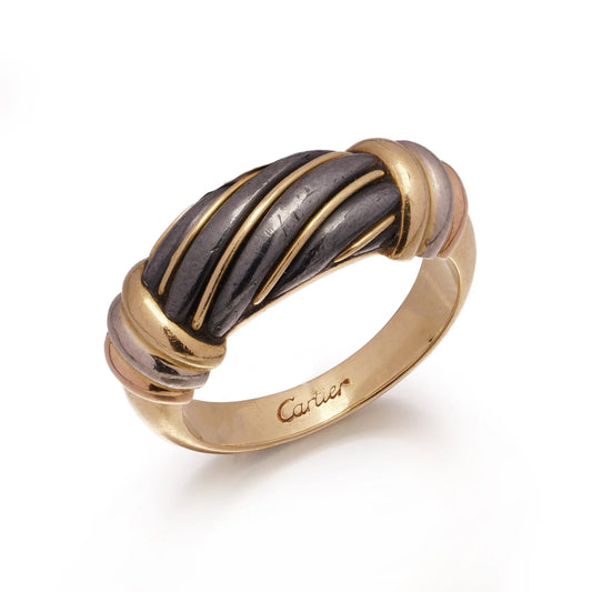 Vintage Cartier Tri Colour 18ct Gold Band Ring