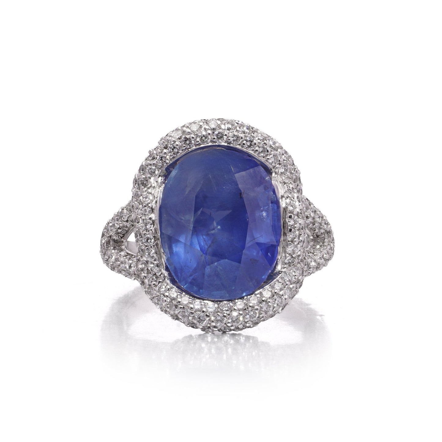 Mauboussin 8.56ct Natural No Heat Burma Sapphire and Diamond Cluster Ring