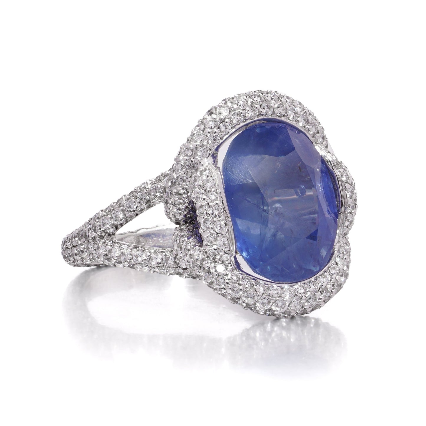 Mauboussin 8.56ct Natural No Heat Burma Sapphire and Diamond Cluster Ring