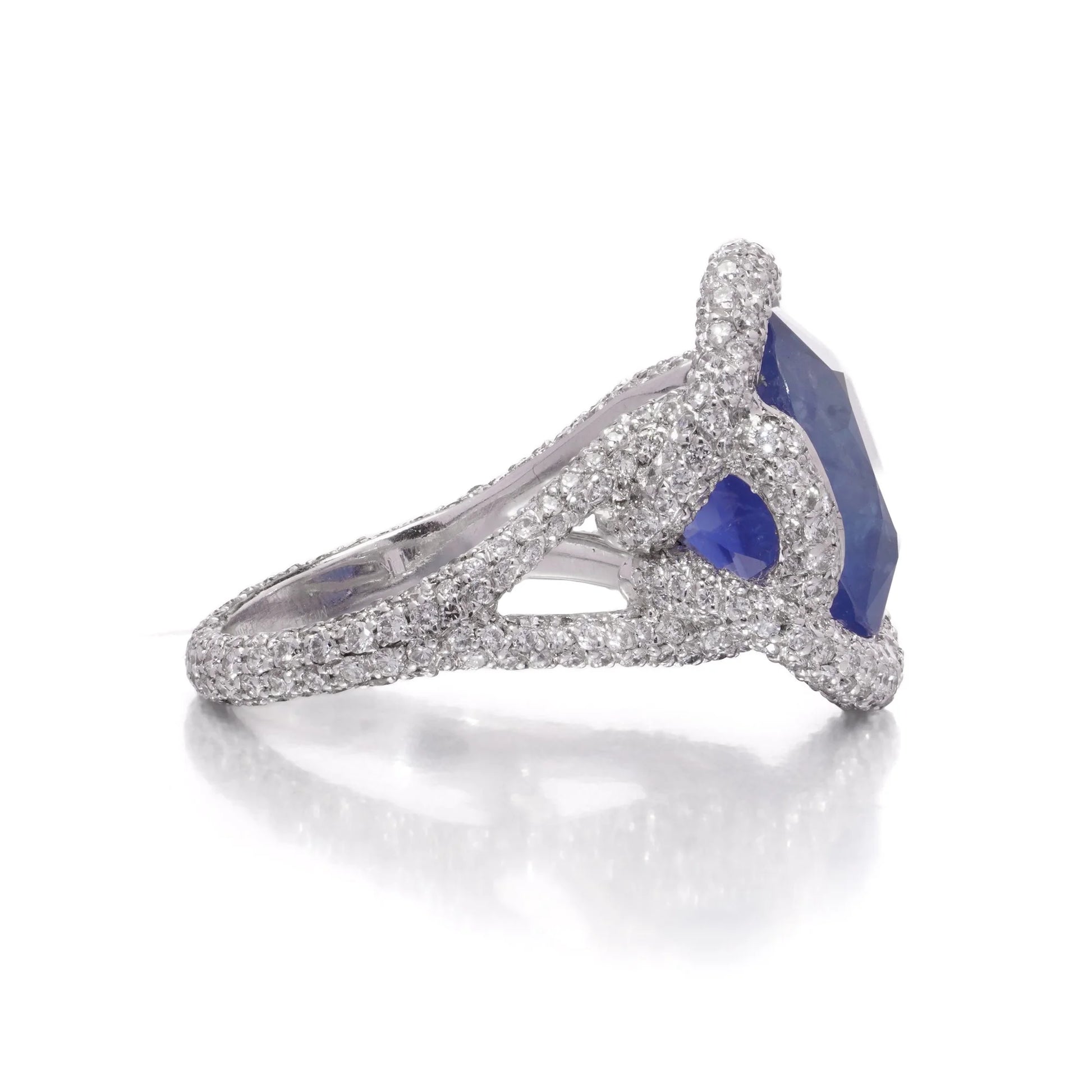 Mauboussin 8.56ct Natural No Heat Burma Sapphire and Diamond Cluster Ring