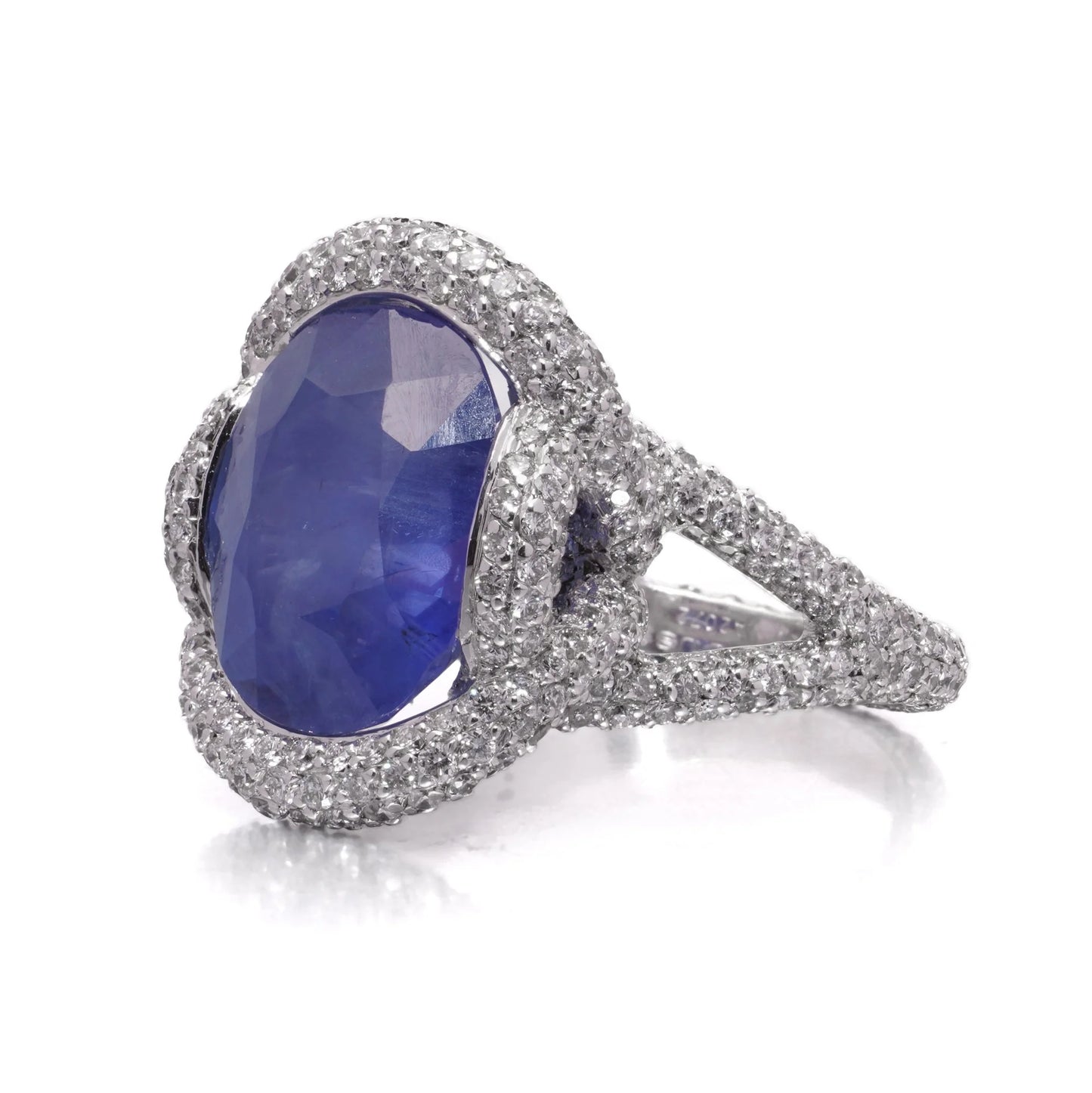 Mauboussin 8.56ct Natural No Heat Burma Sapphire and Diamond Cluster Ring