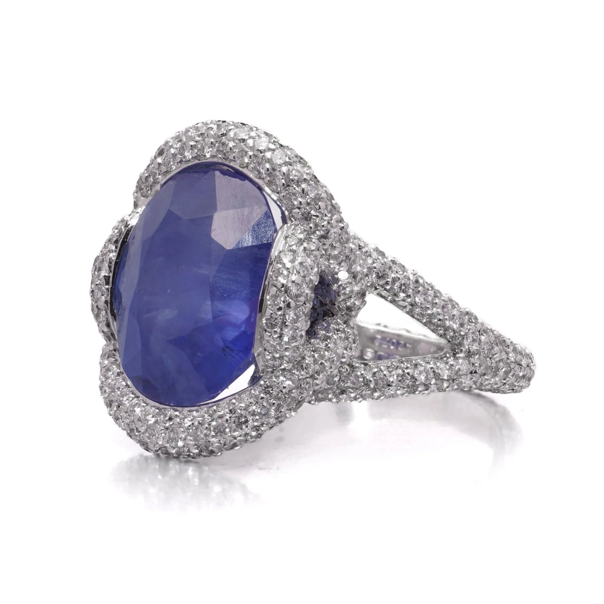 Mauboussin 8.56ct Natural No Heat Burma Sapphire and Diamond Cluster Ring