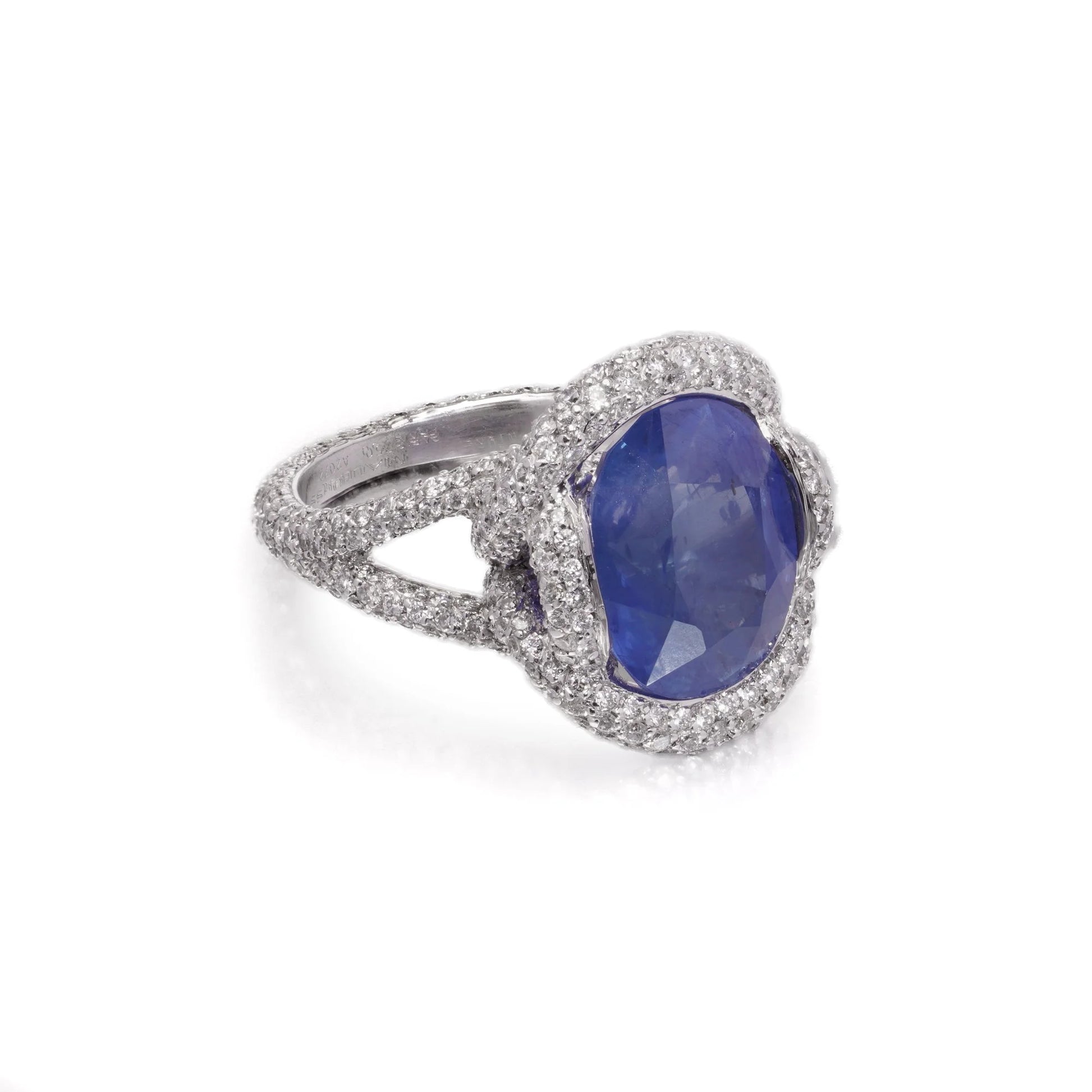 Mauboussin 8.56ct Natural No Heat Burma Sapphire and Diamond Cluster Ring