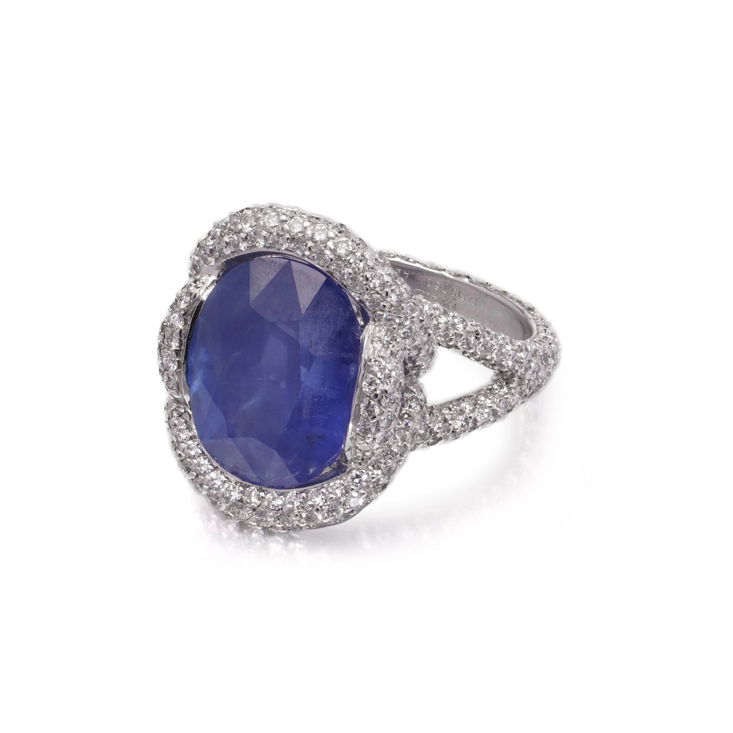 Mauboussin 8.56ct Natural No Heat Burma Sapphire and Diamond Cluster Ring