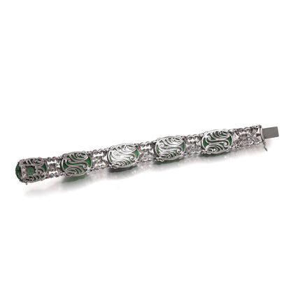 Platinum Jadeite Jade And Diamond Bracelet