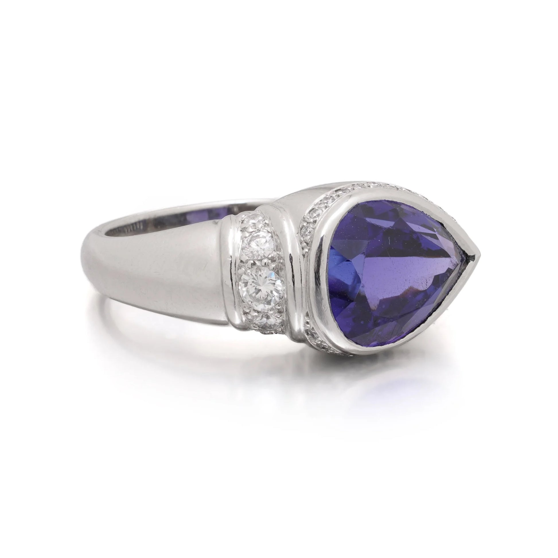 9.35ct Pear Cut Tanzanite and Diamond Ring in Platinum