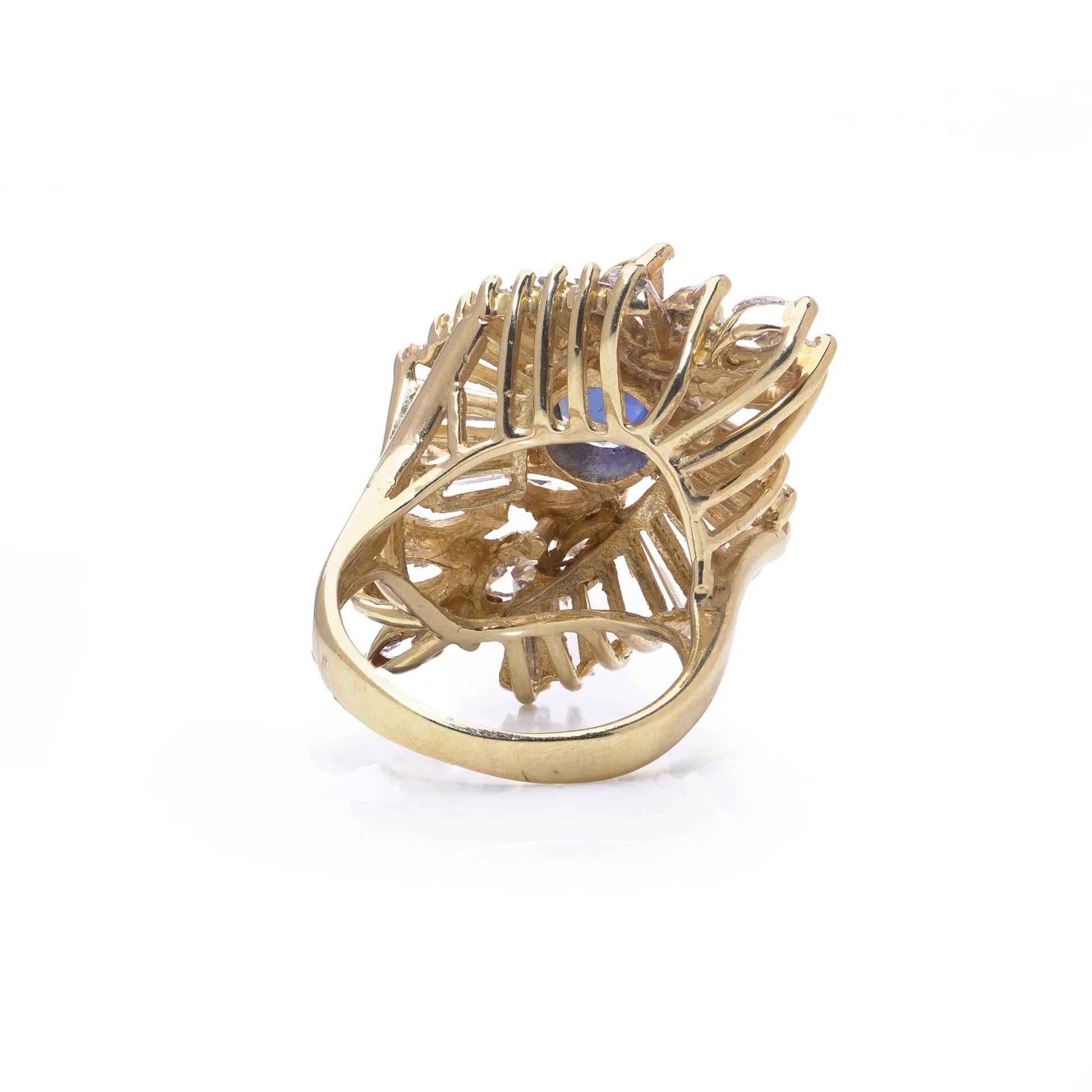 Sapphire and Diamond Cluster Cocktail Ring in 18kt Yellow Gold