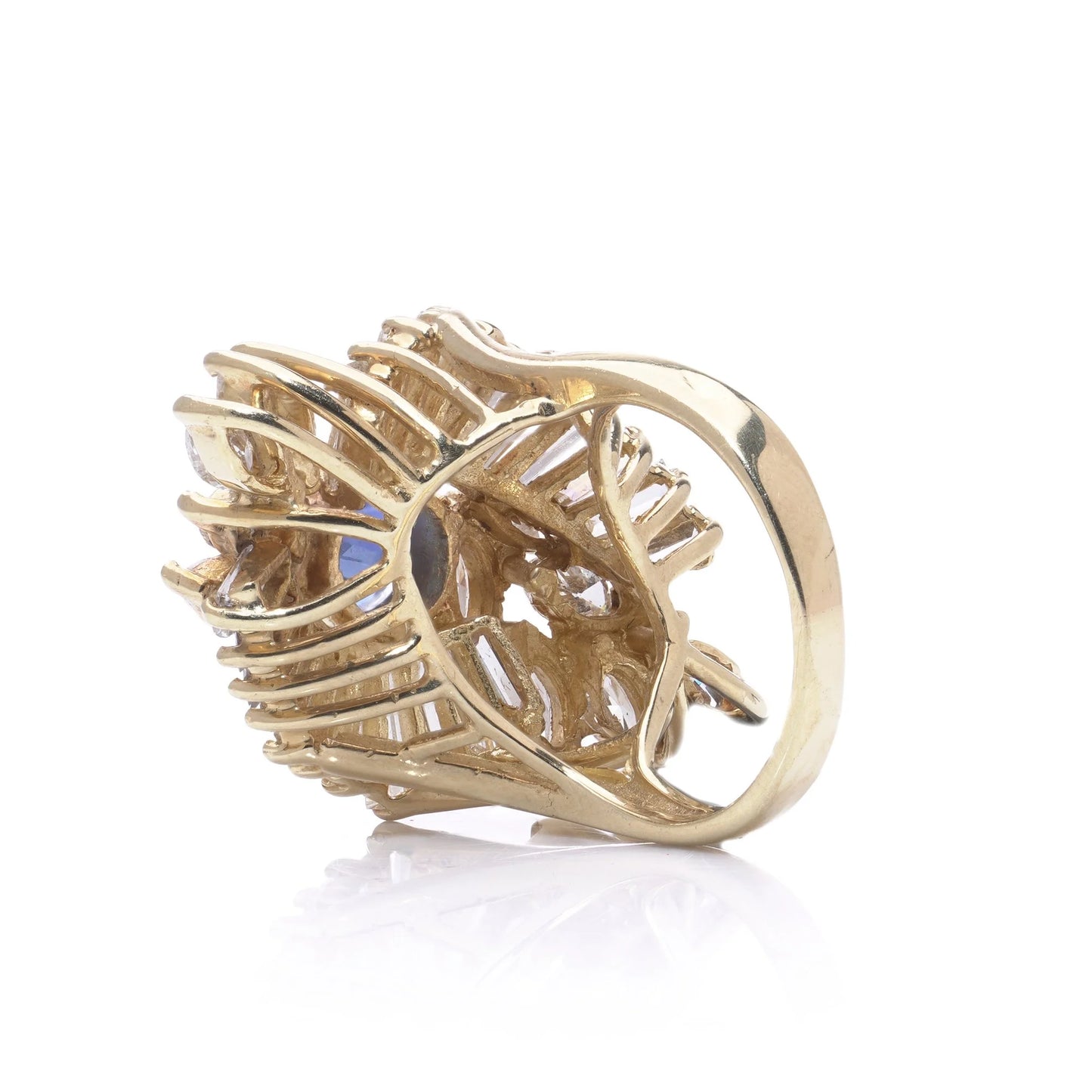 Sapphire and Diamond Cluster Cocktail Ring in 18kt Yellow Gold