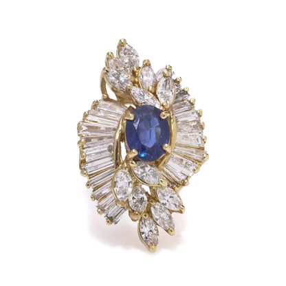 Sapphire and Diamond Cluster Cocktail Ring in 18kt Yellow Gold