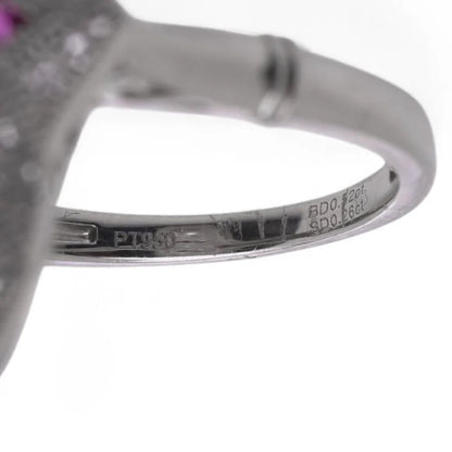 Art Deco Inspired Ruby and Diamond Plaque Ring in Platinum