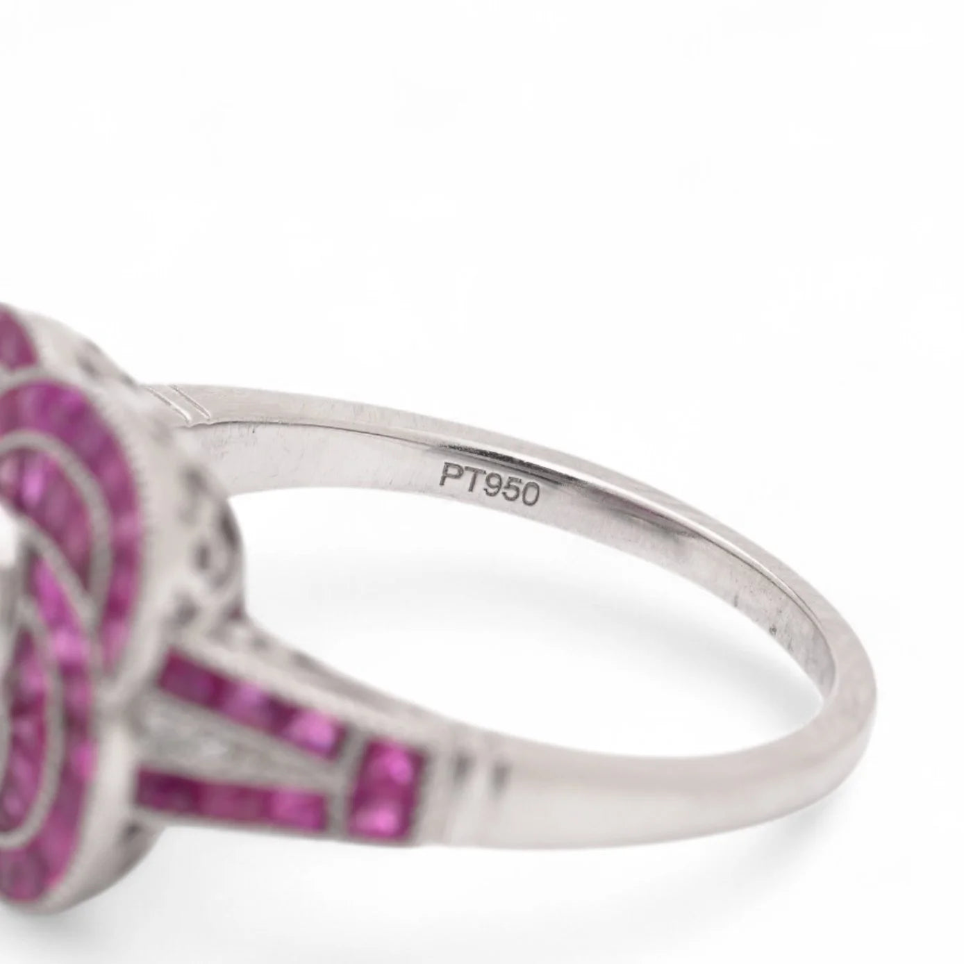 Contemporary Ruby and Diamond Flower Cluster Ring in Platinum